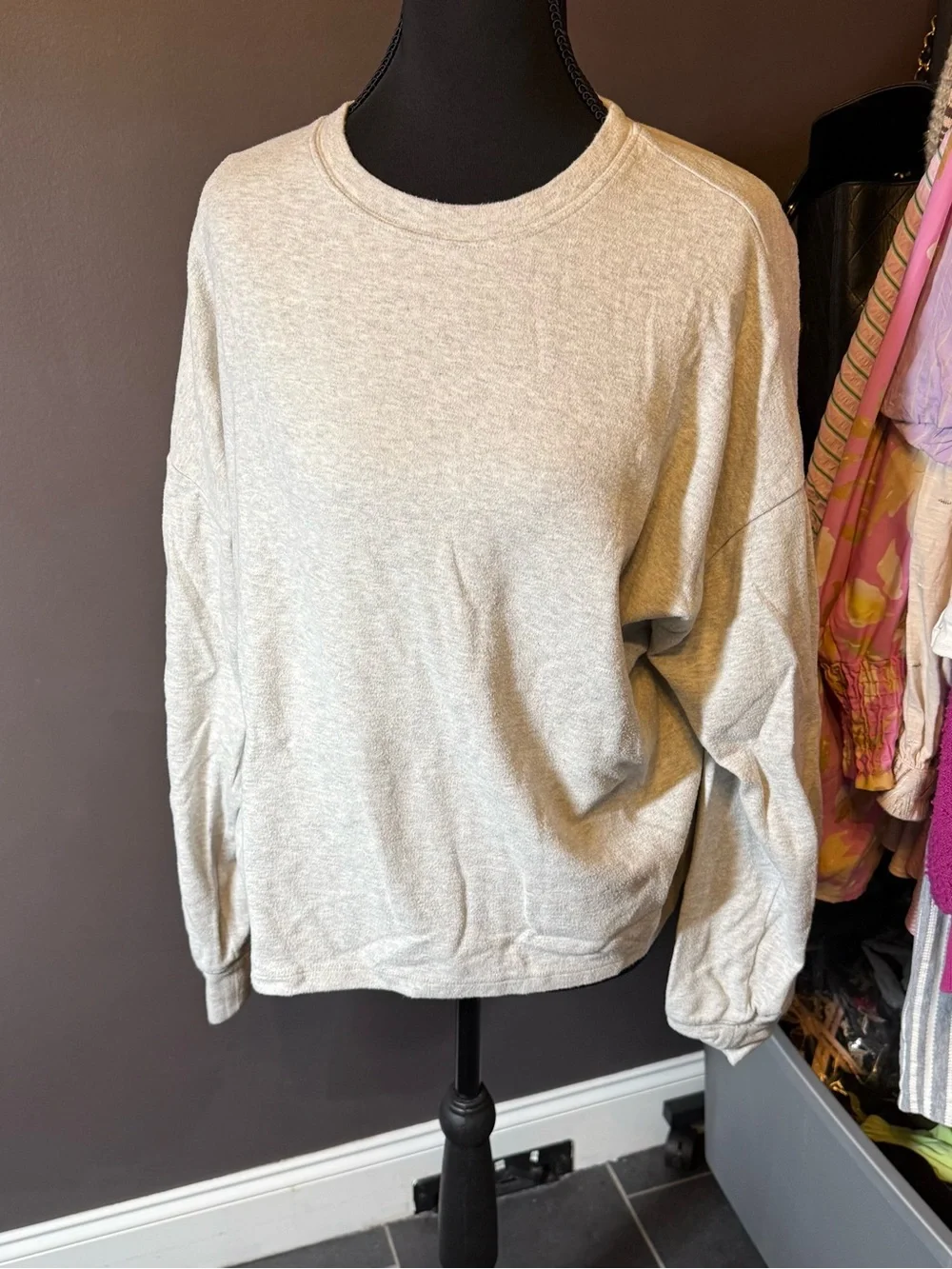 J. Crew Heathered Light Gray Crewneck Sweater